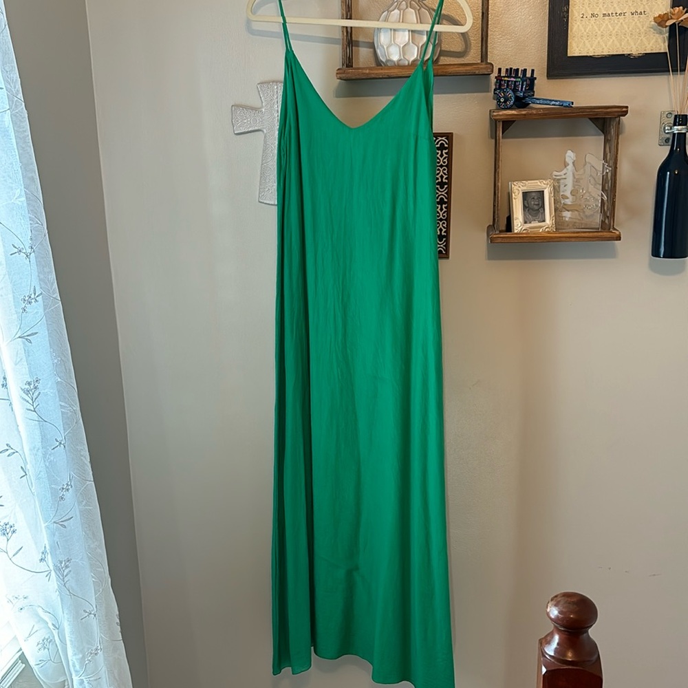 Green silk blend maxi